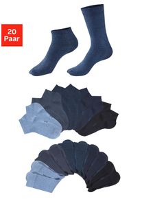 H.I.S. Basicsocken H.I.S, Damen, Gr. 43-46, 20x blaut&ouml;ne, Baumwollmischung, unifarben, elastisch, Socken Basicsocken, zwei L&auml;ngen im Kombi Pack