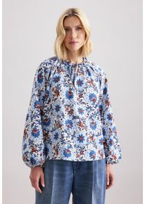 Klassische Bluse Seidensticker "Schwarze Rose", Damen, Gr. 4XL (48), ecru, 86% Viskose, 14% Polyamid, gemustert, regular fit, Rundhals, Blusen Klassische Bluse, Tunika Druck