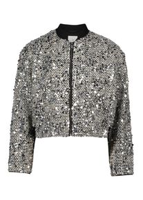 BETTY & CO Jackenblazer BETTY & CO "Blouson mit Pailletten", Damen, Gr. 40, schwarz (schwarz, silber), Obermaterial: 100% Polyester PES., Blazer Jackenblazer