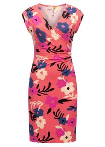 Etuikleid Ragwear "Sommerkleid Crupi Print", Damen, Gr. L, N-Gr, rot (coral), Obermaterial: 95% Viskose CV. 5% Elasthan EL., Kleider Etuikleid