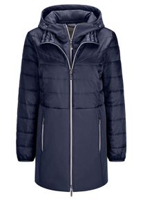 Langmantel GOLDNER "Kurzgr&ouml;&szlig;e Steppmantel mit Softshell-Einsatz", Damen, Gr. 22, blau (marine), Obermaterial: 50% Polyamid PA. 47% Polyester PES. 3% Elasthan EL., M&auml;ntel Langmantel, mit Softshell-Einsatz