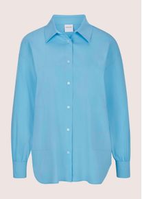 Madeleine Mode Langarmbluse MADELEINE "Hemdbluse Baumwollbluse mit Paspeltaschen", Damen, Gr. 40, blau (hellt&uuml;rkis), Obermaterial: 72% Baumwolle CO. 25% Polyamid PA. 3% Elasthan EL., Modern, schmal, Blusen Langarmbluse, Bluse mit Gerundetem Saum