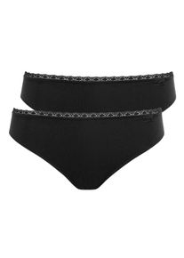 Slip LISCA "2er Pack Damen Slip Ines", Damen, Gr. 50, schwarz, Spitze, Obermaterial: 95% Baumwolle CO. 5% Elasthan EL., Unterhosen Slip