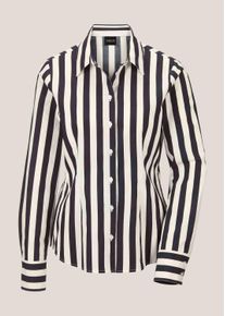 Madeleine Mode Langarmbluse MADELEINE "Bluse Gestreifte kontraststarke Hemdbluse", Damen, Gr. 36, schwarz (schwarz, wollwei&szlig;), Obermaterial: 100% Baumwolle CO., Modern, normal, Blusen Langarmbluse