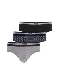 Slip Jockey "Slip Cotton Stretch Brief 3P 3er Pack", Herren, Gr. XL, bunt (schwarz, grau), Obermaterial: 95% Baumwolle CO. 5% Elasthan EL., Unterhosen Slip