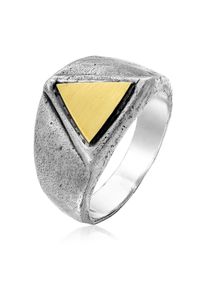 Siegelring HAZE & GLORY "Ring Siegelring Dreieck Messing Mix - Triangle 925 Silber" Gr. 62, silber, Fingerringe, Herren, 62, ohne Stein, Silber 925 (Sterlingsilber), 16mm, Siegelring