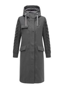 Kurzmantel Navahoo "Wintermantel Knit Babe 14", Damen, Gr. L, grau (anthrazit), Obermaterial: 95% Polyester PES. 3% Viskose CV. 2% Modacryl MAC. Obermaterial: Futter: 100% Polyester PES., M&auml;ntel Kurzmantel