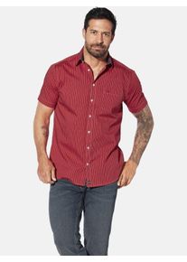 Streifenhemd Jan Vanderstorm "Streifenhemd PERTTU", Herren, Gr. L, weit, rot, Obermaterial: 100% Baumwolle CO., comfort fit normal, Hemden Streifenhemd