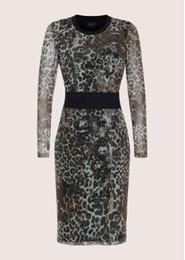 Madeleine Mode Sommerkleid MADELEINE "Etuikleid Elegantes Mesh-Kleid mit Animal-Print", Damen, Gr. 38, N-Gr, schwarz (schwarz, beige, multicolor), Obermaterial: 95% Polyester PES. 5% Elasthan EL., Modern, Kleider Sommerkleid, Mesh-Qualit&auml;t