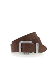 Lederg&uuml;rtel Mustang, Herren, Gr. 95, braun (hellbraun), Rindsleder, G&uuml;rtel Lederg&uuml;rtel, Dornschlie&szlig;e aus geschw&auml;rztem Silber, mit Logo-Schriftzug, 3,5 cm