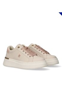 Sneaker Tommy Hilfiger, M&auml;dchen, Gr. 35, beige, Lederimitat, Schuhe Sneaker, Freizeitschuh, Halbschuh, Schn&uuml;rer mit goldfarbenen Bes&auml;tzen