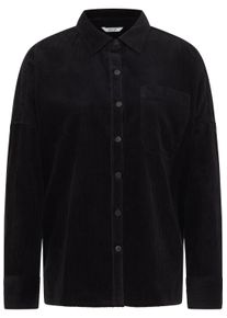 Langarmbluse Mustang "Damen Style Ruby", Damen, Gr. 46, schwarz 4185, Twill, 100% Baumwolle, oversize, Blusen Langarmbluse