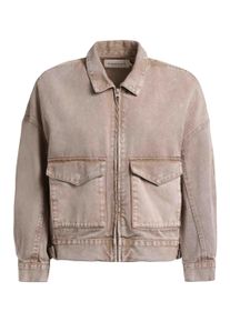 Hemdjacke Khujo "Jeansjacke Nelina", Damen, Gr. S, braun (latte braun), Obermaterial: 100% Baumwolle CO., l&auml;ssig geschnitten, Rundhals, &Auml;rmel ohne &Auml;rmelschlitz 2-Knopf-Manschette, Jacken Hemdjacke, Oversize Jeansjacke