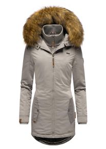 Wintermantel Marikoo "Wintermantel Sanakoo", Damen, Gr. XL, grau (zinc grau), Obermaterial: 100% Polyester PES. Obermaterial: Futter: 100% Polyester PES. 100% Polyester PES., M&auml;ntel Wintermantel