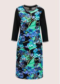 Madeleine Mode Sommerkleid MADELEINE "Kleid Farbenfrohes Jersey-Kleid", Damen, Gr. 42, N-Gr, blau (t&uuml;rkis, multicolor), Obermaterial: 60% Baumwolle CO. 35% Polyester PES. 5% Elasthan EL., Modern, Kleider Sommerkleid, Kontratsstarke Blende