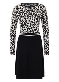 Strickkleid Zero "Strickkleid mit Leomuster", Damen, Gr. 34, EURO, schwarz (schwarzcream), 78% Viskose CV. 22% Polyamid PA., Kleider Strickkleid