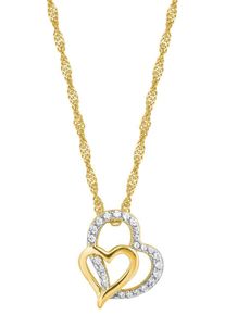 Kette mit Anh&auml;nger Amor "Herzen", gold (silberfarben, gelbgoldfarben, wei&szlig;), Halsketten, Damen, Silber 925 (Sterlingsilber), L: 45, Kette mit Anh&auml;nger, mit Zirkonia (synth.)