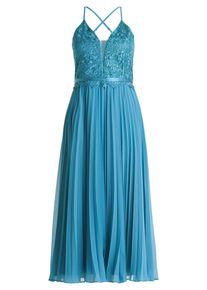 Abendkleid Vera Mont "Abendkleid mit Stickerei", Damen, Gr. 44, EURO, blau (shiny blaustone), 100% Polyester PES., Kleider Abendkleid