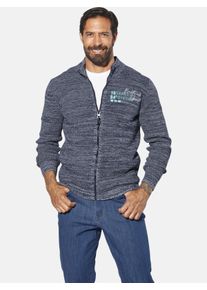 Strickjacke Jan Vanderstorm "Strickjacke AKSELLUND", Herren, Gr. L, blau (blau melange), Obermaterial: 100% Baumwolle CO., Strickjacken Strickjacke