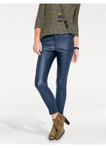 R&ouml;hrenhose Heine, Damen, Gr. 50, Normalgr&ouml;&szlig;en, blau (marine), 76% Viskose, 21% Polyamid, 3% Elasthan, Miedereinsatz:15% Elasthan, 85% Polyamid, unifarben, lang, Hosen R&ouml;hrenhose