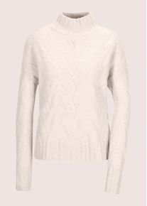 Madeleine Mode Longpullover MADELEINE "Kaschmirpullover Hochwertiger Wollpullover mit Strukturstrick", Damen, Gr. 48, wei&szlig; (perlwei&szlig;, melange), Obermaterial: 100% Kaschmir WS., Modern, Pullover Longpullover, Cross over Muster mit Ajour