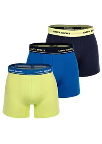 Boxershorts Happy Shorts "Boxershort 3er Pack", Herren, Gr. S, blau (blau, gr&uuml;n), Obermaterial: 95% Baumwolle CO. 5% Elasthan EL., Unterhosen Boxershorts