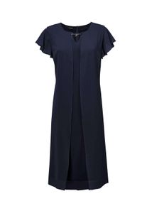 Abendkleid GOLDNER "Kurzgr&ouml;&szlig;e Kleid", Damen, Gr. 21, K-Gr, blau (marine), Obermaterial: 96% Polyester PES. 4% Elasthan EL., festlich, figurumspielend, Halbarm, Kleider Abendkleid, Chiffon