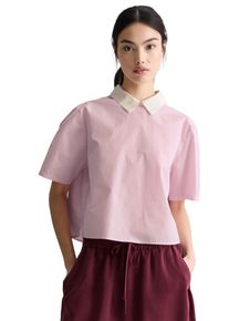 Marc O'Polo Kurzarmbluse MARC O'POLO DENIM, Damen, Gr. L, light pink multi, Web, Obermaterial: 100% Baumwolle, relaxed fit, Blusen Kurzarmbluse, relaxed aus Papertouch Popeline