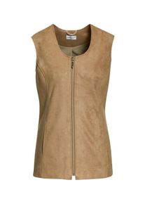 Kurzweste GOLDNER "Kurzgr&ouml;&szlig;e Velourslederimitat-Weste", Damen, Gr. 20, braun (camel), Obermaterial: 100% Polyester PES., Westen Kurzweste, Herrlich weich und trageangenehm