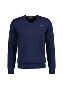 Sweater Gant "Strickpullover CLASSIC COTTON V-NECK", Herren, Gr. XL, blau (jeansblau melange), Obermaterial: 100% Baumwolle CO., Sweatshirts Sweater