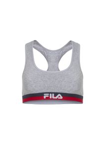 Bustier Fila, Damen, Gr. XS, N-Gr, grau, Jersey, Obermaterial: 95% Baumwolle, 5% Elasthan, meliert, unifarben mit Farbeinsatz, Basic, Basic, BHs Bustier, mit elastischem Unterbrustband mit Logoschriftzug