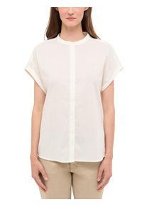 Kurzarmbluse Mustang, Damen, Gr. 40, wei&szlig; (whisper wei&szlig;), Web, Obermaterial: 100% Baumwolle, unifarben, loose fit, Blusen Kurzarmbluse, mit verdeckter Knopfleiste