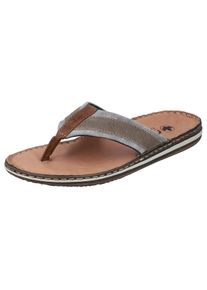 Zehentrenner Rieker, Herren, Gr. 41, grau (grau, braun), Lederimitat, Textil, Schuhe Zehentrenner, Sommerschuh, Schlappen, Poolslides, Badeschuh, mit Leder-Innensohle