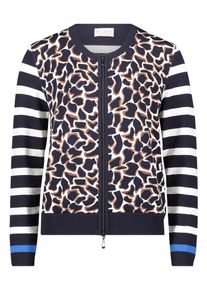 Cardigan Betty Barclay "Strick-Cardigan mit Aufdruck", Damen, Gr. 44, bunt (braun, cream), Obermaterial: 80% Viskose CV. 20% Polyamid PA., Strickjacken Cardigan