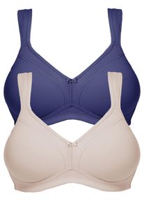 B&uuml;gelloser BH SuSa "2er Pack BH ohne B&uuml;gel Topsy", Damen, Gr. 75, Cup B, bunt (cappuccino marine), Stoff, Obermaterial: 83% Polyester PES. 17% Elasthan EL., BHs B&uuml;gelloser BH