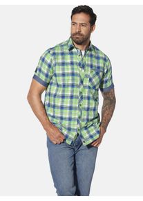 Kurzarmhemd Jan Vanderstorm "Kurzarmhemd HAAKER", Damen, Gr. XL, weit, gr&uuml;n (hellgr&uuml;n kariert), Obermaterial: 100% Baumwolle CO., Hemden Kurzarmhemd