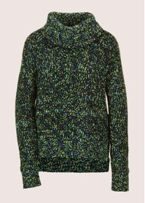 Madeleine Mode Longpullover MADELEINE "Strickpullover Moderner Winterpullover mit Rollkragen", Damen, Gr. 40/42, blau (marine, t&uuml;rkisblau, multicolor), Obermaterial: 50% Polyester PES. 50% Schurwolle WV., Modern, Pullover Longpullover, Multicolor-Garn