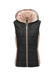 Kurzweste GOLDNER "Kurzgr&ouml;&szlig;e Sportive Weste mit vielen Details", Damen, Gr. 19, schwarz (schwarz, beige), Obermaterial: 68% Viskose CV. 27% Polyester PES. 5% Elasthan EL., figurumspielend, Westen Kurzweste, Mit stretchbequemen Jerseyeins&auml;tzen
