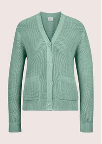 Madeleine Mode Strickjacke MADELEINE "Strickjacke Strickjacke mit Taschen", Damen, Gr. 44/46, gr&uuml;n (hellsalbeigr&uuml;n), Obermaterial: 100% Baumwolle CO., Modern, normal, Strickjacken Strickjacke