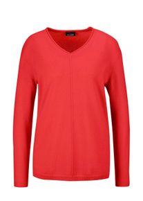 Strickpullover GOLDNER "Kurzgr&ouml;&szlig;e Basicpullover mit V-Ausschnitt", Damen, Gr. 19, orange (koralle), Obermaterial: 100% Kaschmir WS., V-Ausschnitt, weit Rippe, Pullover Strickpullover, Aufwendig in Form gestrickt