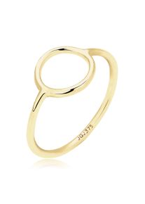 Silberring Elli Premium "Ring Geo Trend Look Kreis Statement 375 Gelbgold" Gr. 52, gold, Fingerringe, Damen, 52, Gelbgold 375, Silberring