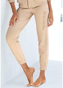 Homewearhose BENCH. LOUNGEWEAR, Damen, Gr. 36/38, N-Gr, beige, angeraute Sweatware, Obermaterial: 95% Baumwolle, 5% Elasthan, unifarben, Hosen Homewearhose, mit Rei&szlig;verschluss Taschen, Loungeanzug