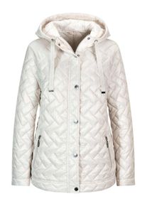Kurzjacke GOLDNER "Kurzgr&ouml;&szlig;e Leichte Steppjacke mit Kapuze", Damen, Gr. 25, beige (stein), Obermaterial: 100% Polyamid PA., gerade, Jacken Kurzjacke, Mit dekorativen Ripsb&auml;ndern