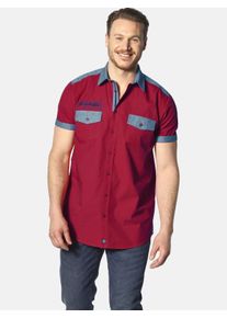 Kurzarmhemd Jan Vanderstorm "Kurzarmhemd HERKKO", Herren, Gr. XL, weit, rot, Obermaterial: 100% Baumwolle CO., comfort fit, Hemden Kurzarmhemd