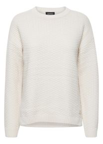 Strickfleece-Pullover oxmo "Strickpullover OXMilla", Damen, Gr. XS, beige (birch), Obermaterial: 60% Polyacryl PAN. 40% Baumwolle CO., Pullover Strickfleece-Pullover