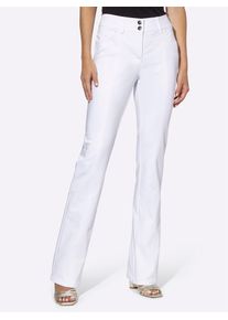 Bootcuthose Heine, Damen, Gr. 46, Normalgr&ouml;&szlig;en, wei&szlig;, 48% Baumwolle, 45% Polyester, 7% Elasthan, Miedereinsatz:15% Elasthan, 85% Polyamid, unifarben, lang, Hosen Bootcuthose