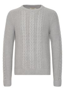 Strickfleece-Pullover Blend "Strickpullover BHBASIM", Herren, Gr. M, grau (stone mix), Obermaterial: 50% Baumwolle CO. 47% Polyacryl PAN. 3% Nylon NY., Pullover Strickfleece-Pullover