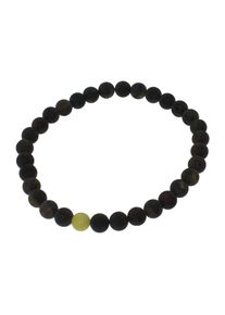Armband OSTSEE-SCHMUCK "- Kugel 6 mm - Bernstein -" Gr. 19, schwarz (schwarzgrau, bernsteinfarben), Armb&auml;nder, Damen, Bernstein, Armband