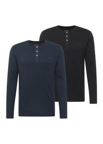 Longsleeve Mustang "Longsleeve Style Arminto 2P 2er Pack", Damen, Gr. S, bunt (schwarz, dunkelblau), Obermaterial: 100% Baumwolle CO(Bio)., Shirts Longsleeve