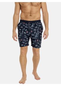 Badeshorts Jan Vanderstorm "Badeshort CORNELIS", Herren, Gr. L-XL, weit, blau (dunkelblau bedruckt), Obermaterial: 100% Polyester COOLMAX PES(Coolmax)., Badehosen Badeshorts